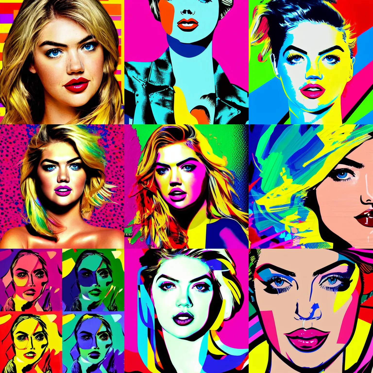 Prompt: abstract pop art of kate upton, vivid colors, high definition