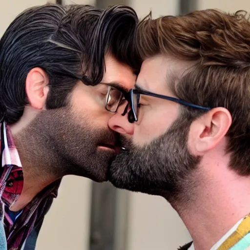 Image similar to rhett and link kissing