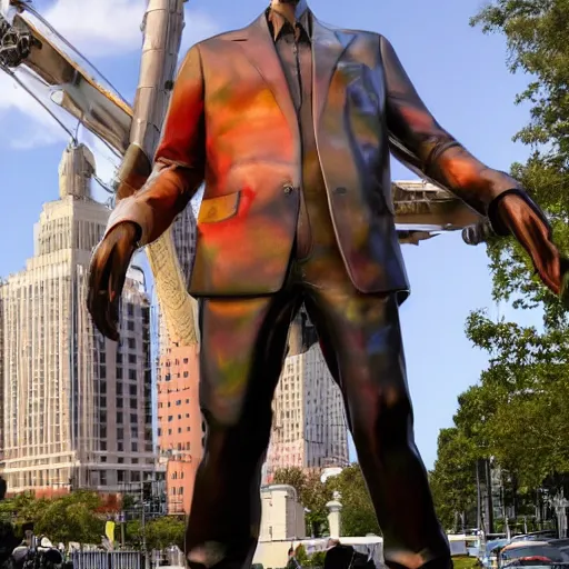 Image similar to 5 0 ft high jeff koons sculpture of jeff goldblum