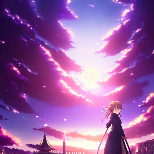 Prompt: medium portrait emma watson in heavens feel movie, detailed face, violet evergarden, tokyo, ufotable, key visual, cinematic, city background, night time, street, fate stay night, unlimited blade works, greg rutkowski, high resolution, street clothes, anime, high budget