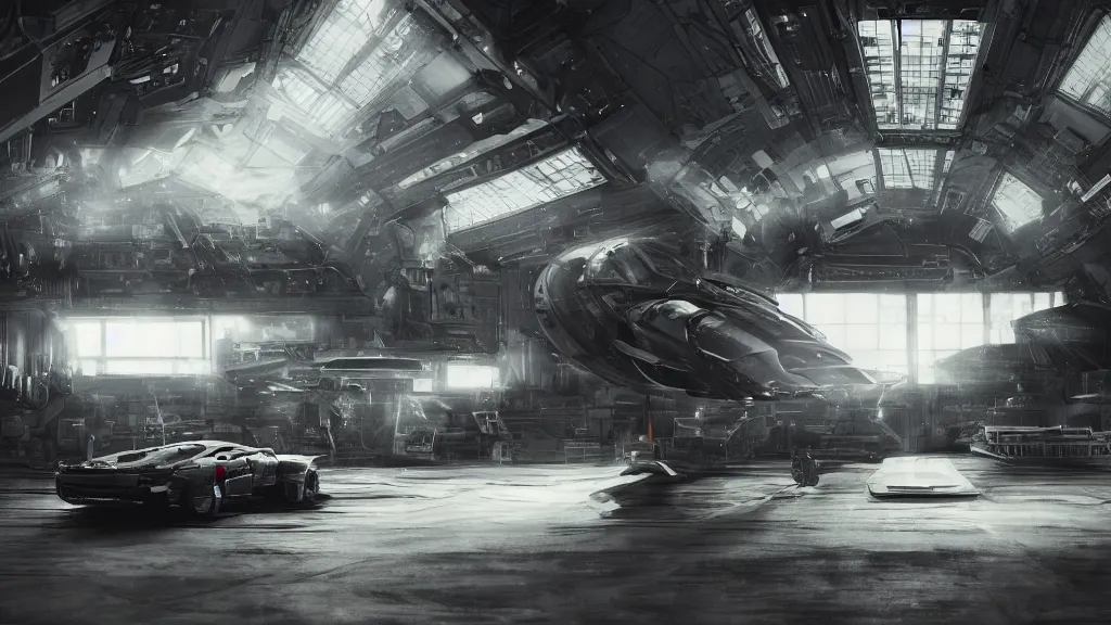 Image similar to a Photorealistic dramatic hyperrealistic render of an Interstellar spaceship inside a dark hangar space ,Ultra realistic details,glossy white metal,Orange racing stripes,weathered surfaces,by Hidetaka Tenjin,Yoh Yoshinori,Yoji Shinkawa,Masamune Shirow,Beautiful dramatic dark moody tones and lighting,cinematic atmosphere,studio lighting,shadows,dark background, Octane render,8K