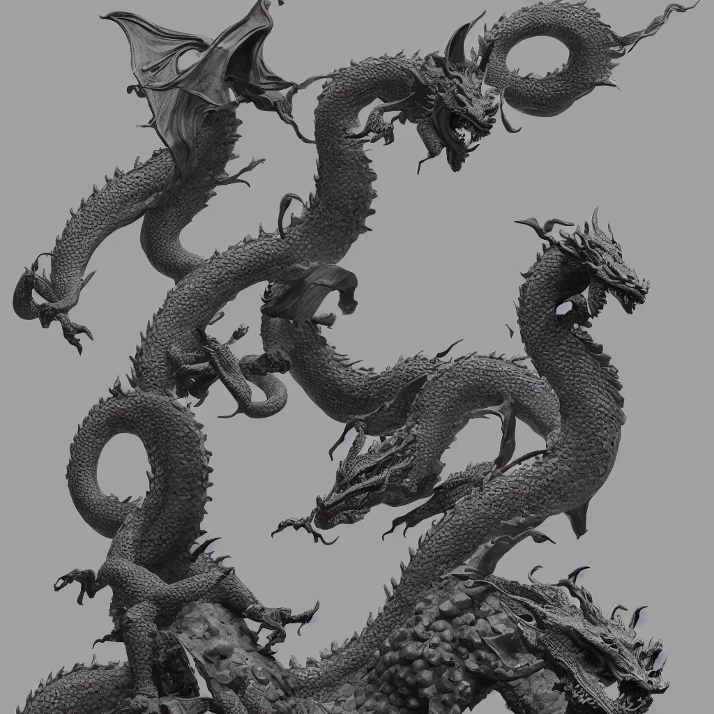 Image similar to a statue of a dragon in the northern wei dynasty, by zhelong xu, trending on artstation, highly detailed, photorealistic