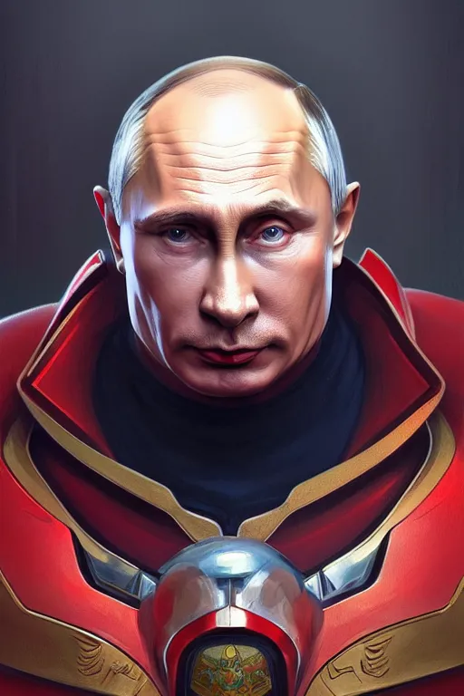 Image similar to vladimir putin as a robotnik, realistic portrait, symmetrical, highly detailed, digital painting, artstation, concept art, smooth, sharp focus, illustration, cinematic lighting, art by artgerm and greg rutkowski and alphonse mucha