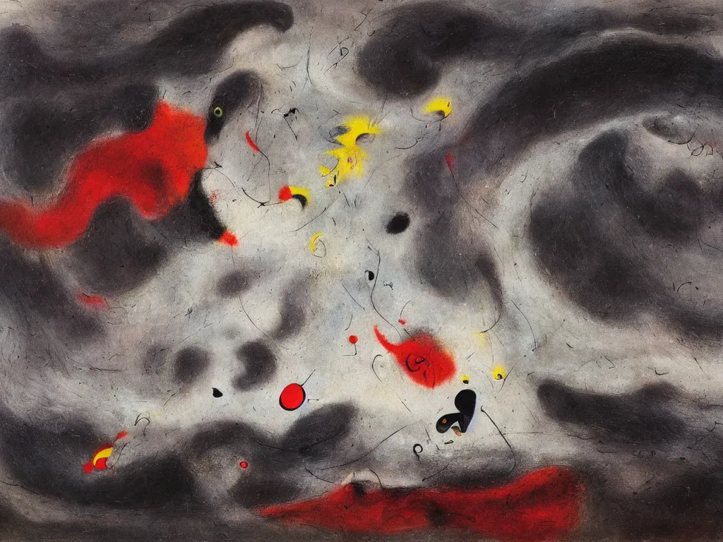 Image similar to an incredibly huge wave illuminated by anger and desire, played by muse and painted by joan miro, trending on artstation,