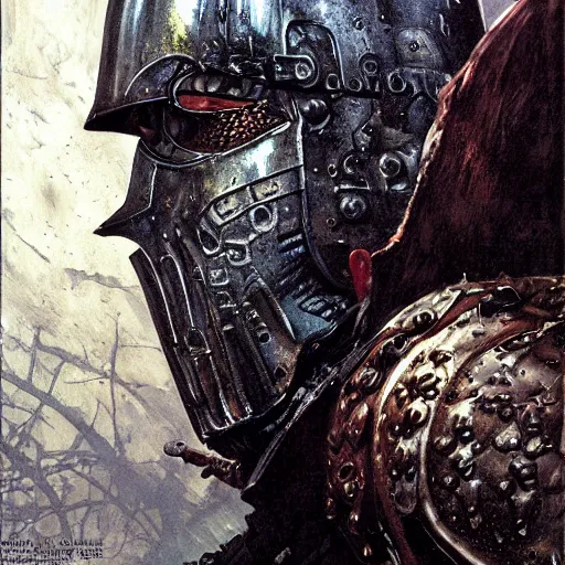 Image similar to dark souls knight, realistic closeup portrait art by norman rockwell and donato giancola and greg rutkowski