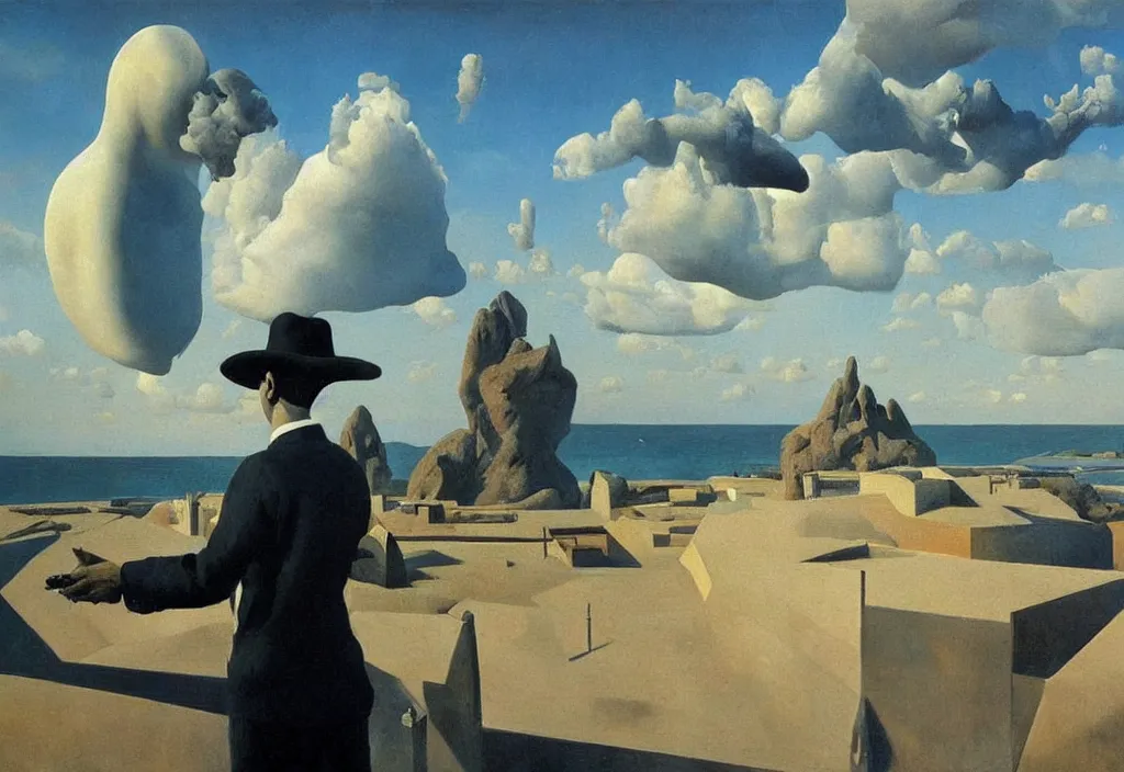 Prompt: a painting by picasso, art by james gurney and greg rutkowski, surrealism by salvador dali, very detailed, high resolution, inspired by rene magritte, volumetric lighting
