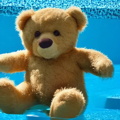 Image similar to a teddy bear playing in a pool