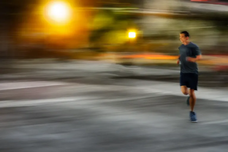 Prompt: man running at the speed of the light, hd, photo, award winning