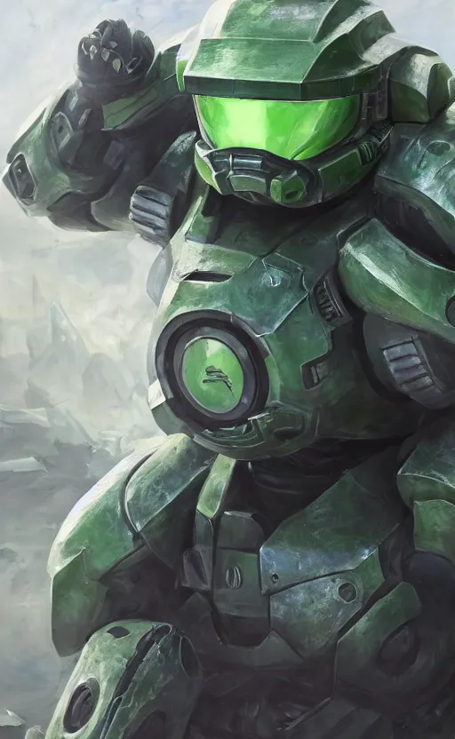Image similar to weezing pokemon playing as master chief, oil on canvas, intricate, 8 k highly professionally detailed, hdr, cgsociety