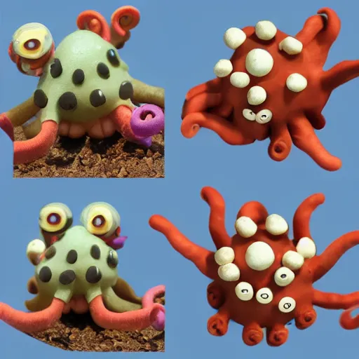 Prompt: an octopus claymation in the style of aardman, slightly wiggly