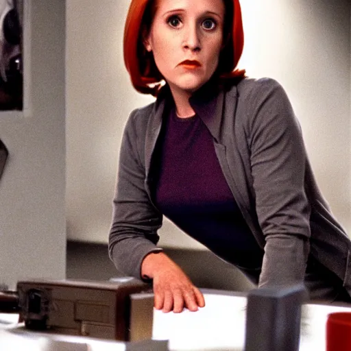 Prompt: carrie fisher as special agent dana scully