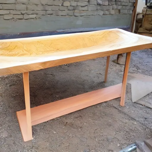Image similar to an interesting woodwork handcrafted table concept