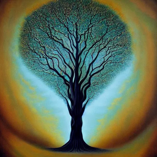 Image similar to Surrealism painting of a tree, masterpiece