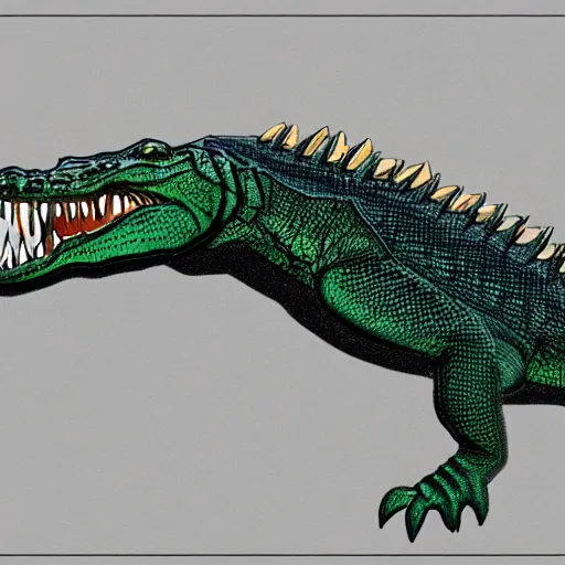 Image similar to Wolfish crocodile concept art