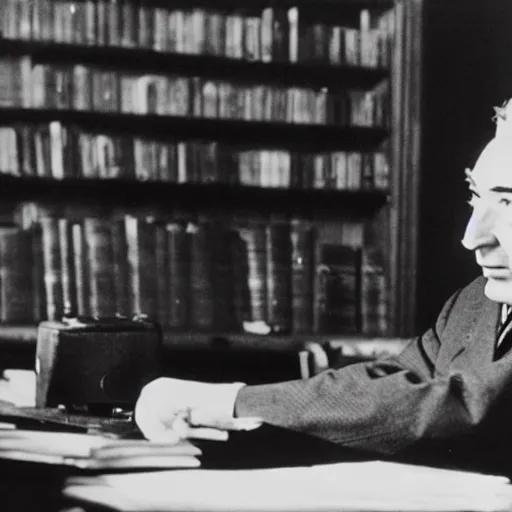 Image similar to photo of robert oppenheimer working as president