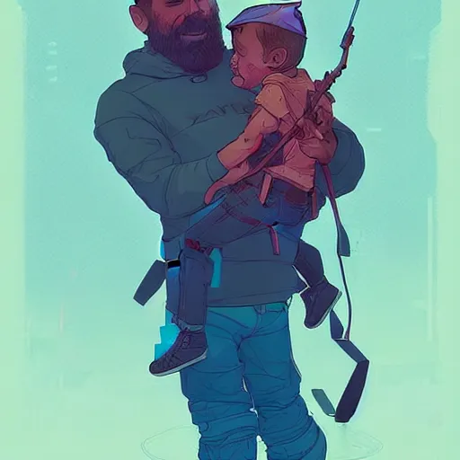 Prompt: illustration, a Love of a father and son, post grunge concept art by josan gonzales and wlop, highly detailed, intricate, sharp focus, Trending on Artstation HQ, deviantart