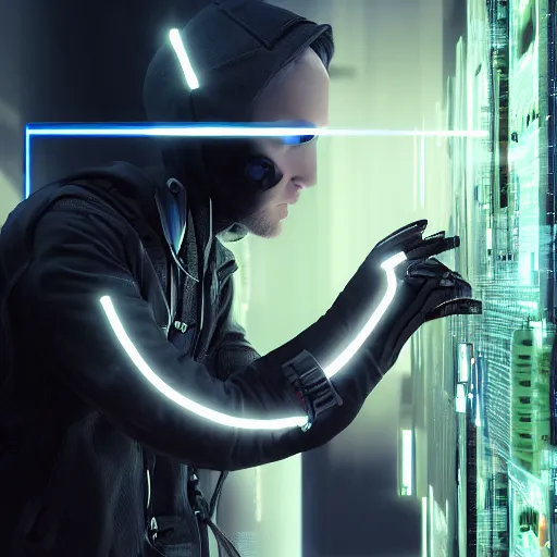 Image similar to hacker getting entry into mainframe. cinematic, hyperrealistic, hyperdetailed, 4 k, 8 k, trending on artstation