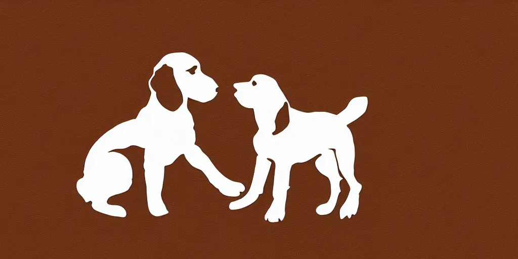 Prompt: painted brown and white sprocker spaniel pub logo no text