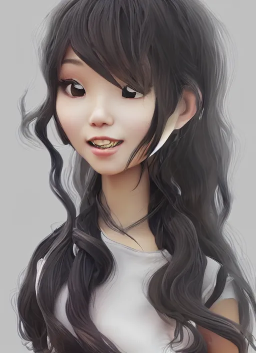 Image similar to a cute asian girl singing, flowing hair in the style of pixar animation, full body shot, low angle view, award winning, hyper detailed, studio lighting, artstation, octane renderer, unreal engine