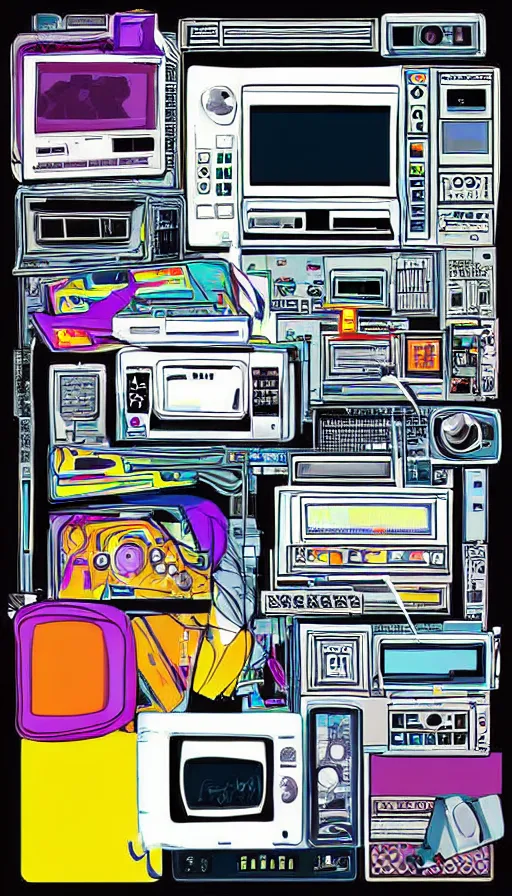 Image similar to 9 0 s technologies digital art. illustrator