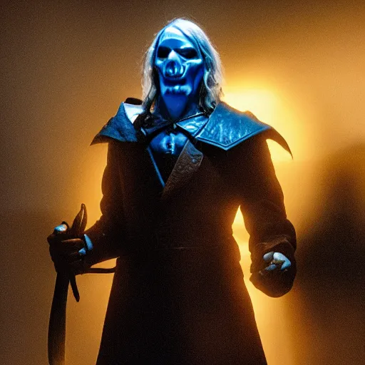 Image similar to arthas menethil as the american psycho, cinematic still