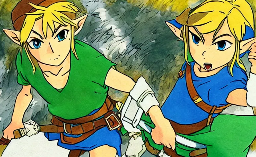 Prompt: link, the legend of Zelda, high quality, by studio ghibli