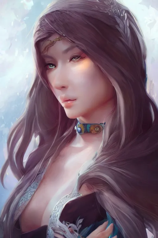 Image similar to a stunning portrait of a female fantasy character in the style of Artgerm, WLOP, Rossdraws, trending on artstation