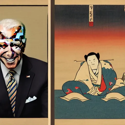 Image similar to Joe Biden, ukiyo-e