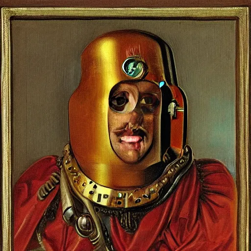 Image similar to a portrait of a shiny metallic renaissance steampunk robot, in the style of Jan van Eyck,