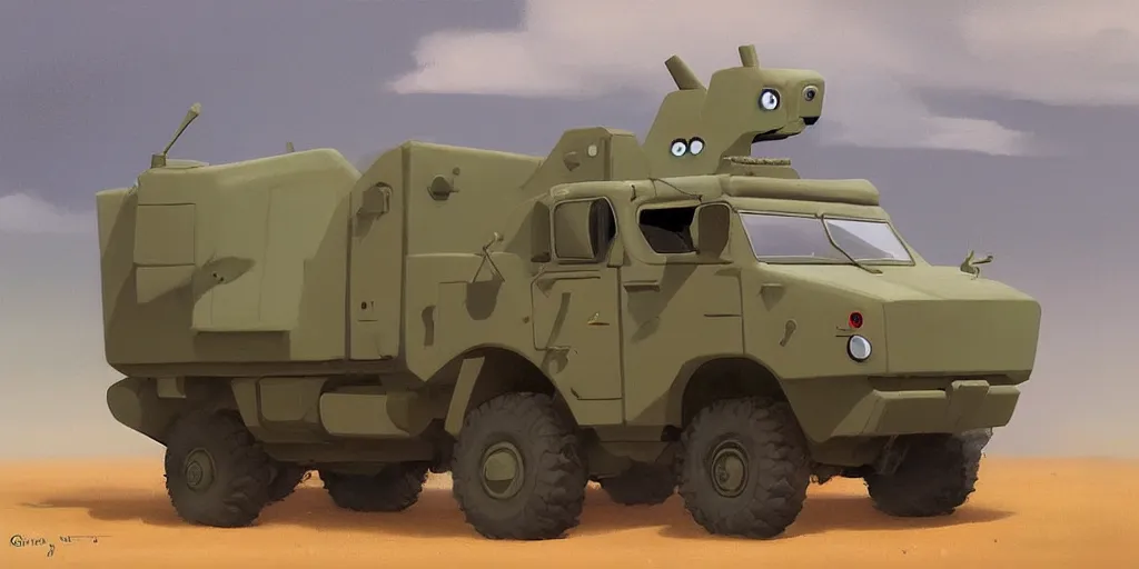 Image similar to cute little himars vehicle by goro fujita