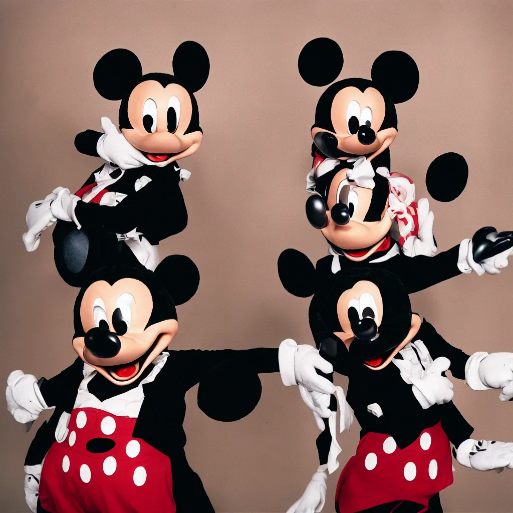 Image similar to a studio portrait photograph of a non binary mickey mouse ektachrome