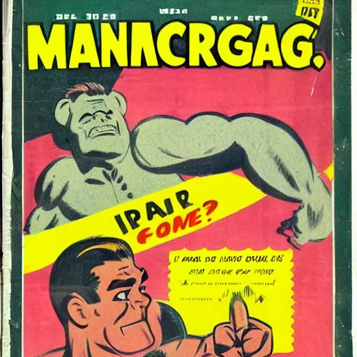 Image similar to 1 9 5 0's comic magazine cover of manbearpig