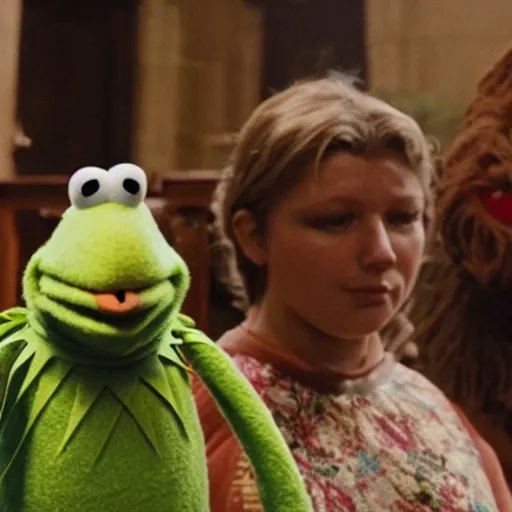 Prompt: movie still of muppets reenacting the crucifixion of jesus christ