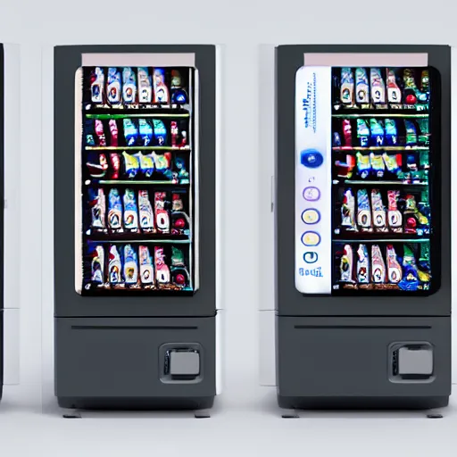 Image similar to award winning product photography of a vending machine designed by jony ive, studio lighting, white background, 8 k, ultra detailed,