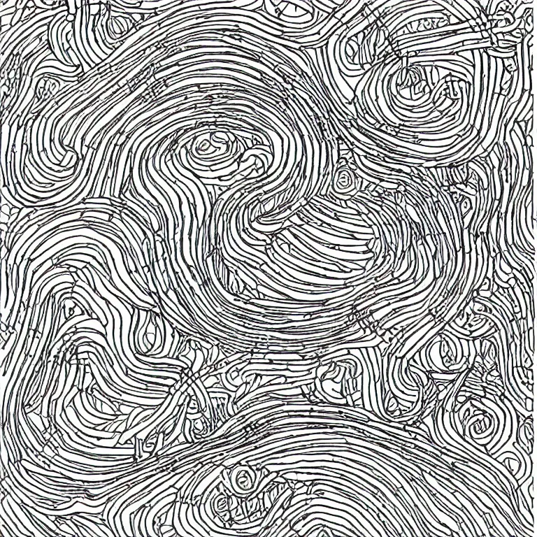 Prompt: a pen and ink generative line - art drawing. clean lines.