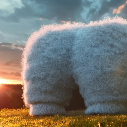 Image similar to colossal fluffy tardigrade, new york, golden hour, cinematic, action shot