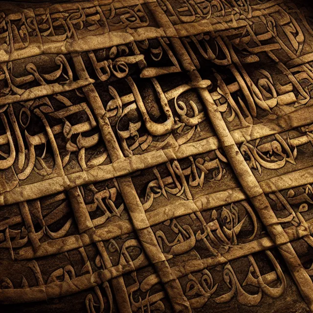 Image similar to ultra - realistic photo a damaged unrolled dead sea scroll with nabeatean aramaic in sideways columns, dark, brooding, volume lighting, atmospheric lighting, painted, intricate, ultra detailed by dave dorman, well composed, best on artstation, cgsociety, epic, stunning, gorgeous, intricate detail, wow, masterpiece