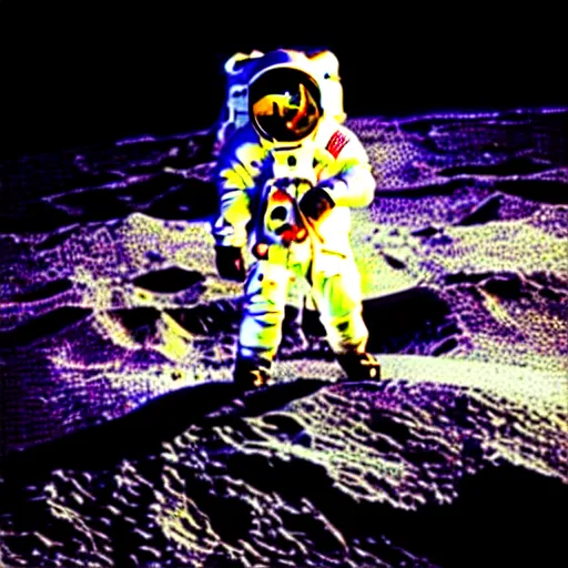 Image similar to a black and white photo of the man on the moon