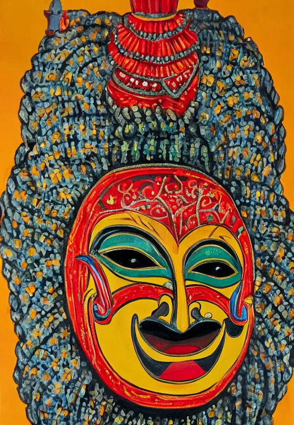 Prompt: sri lankan traditional mask, painting by david painter,