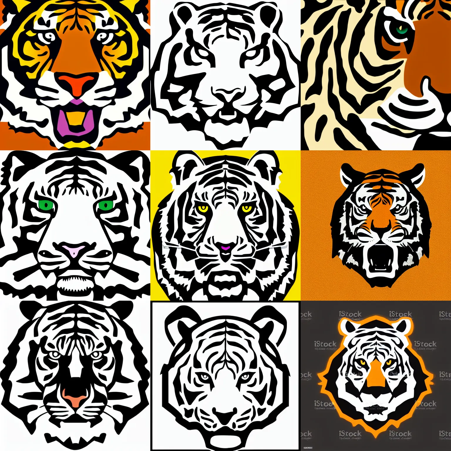 Prompt: tiger head, vector art logo