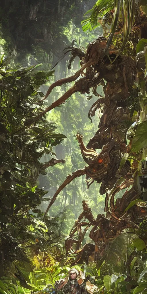 Image similar to an alien jungle landscape, apex legends, epic lighting, sketch illustration, ultra detailed, art by artgerm and greg rutkowski and alphonse mucha