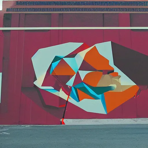 Prompt: robin williams street art mural by amanda stubbs x sachin teng x supreme : 1 high contrast, hard edges, matte painting, geometric shapes, masterpiece : 1