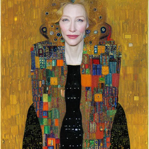 Image similar to “portrait of Cate Blanchett, by Gustav Klimt, by Del Kathryn Barton, hyper detailed, 4K, very beautiful”