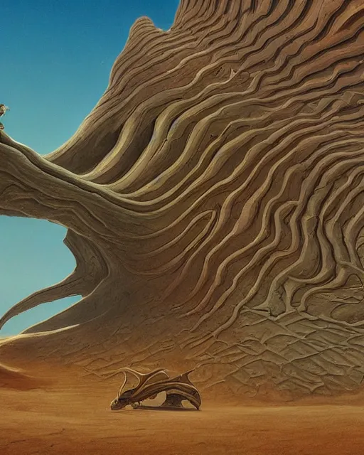 Image similar to dune movie by roger dean, biomechanical, 4 k, hyper detailed