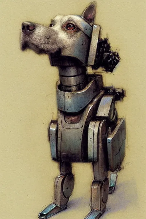 Image similar to (((((2050s robot box shaped robot dog k9 . muted colors.))))) by Jean-Baptiste Monge !!!!!!!!!!!!!!!!!!!!!!!!!!!