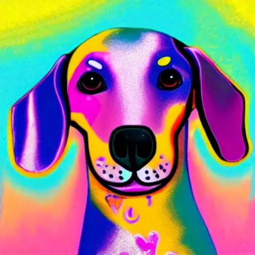 Image similar to lisa frank dachshund