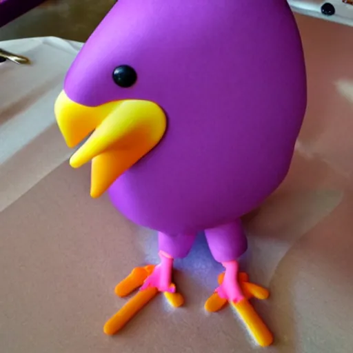 Image similar to a purple chicken's birthday