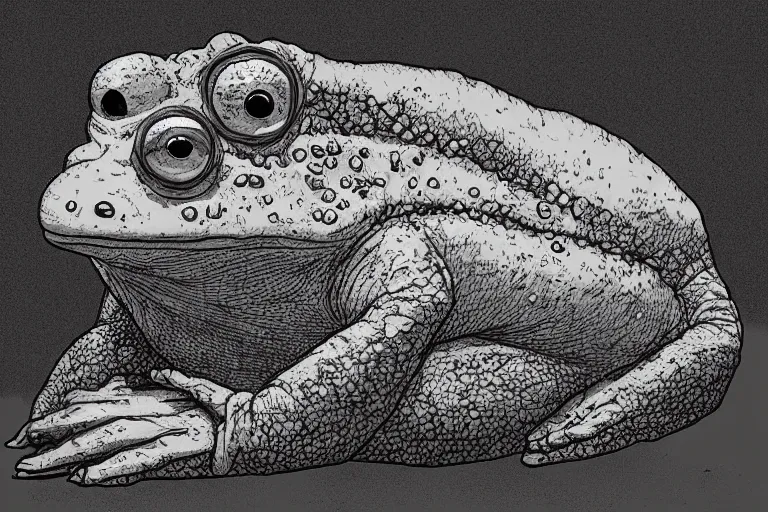 Image similar to portrait of the toad of the trust gulf, in the style of Greg Broadmore and Arthur Rackham,trending on artstation, light lighting side view,digital art,surrealism ,macro,blueprint ,vaporwave ,