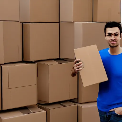 Image similar to a man wearing cardboard boxes