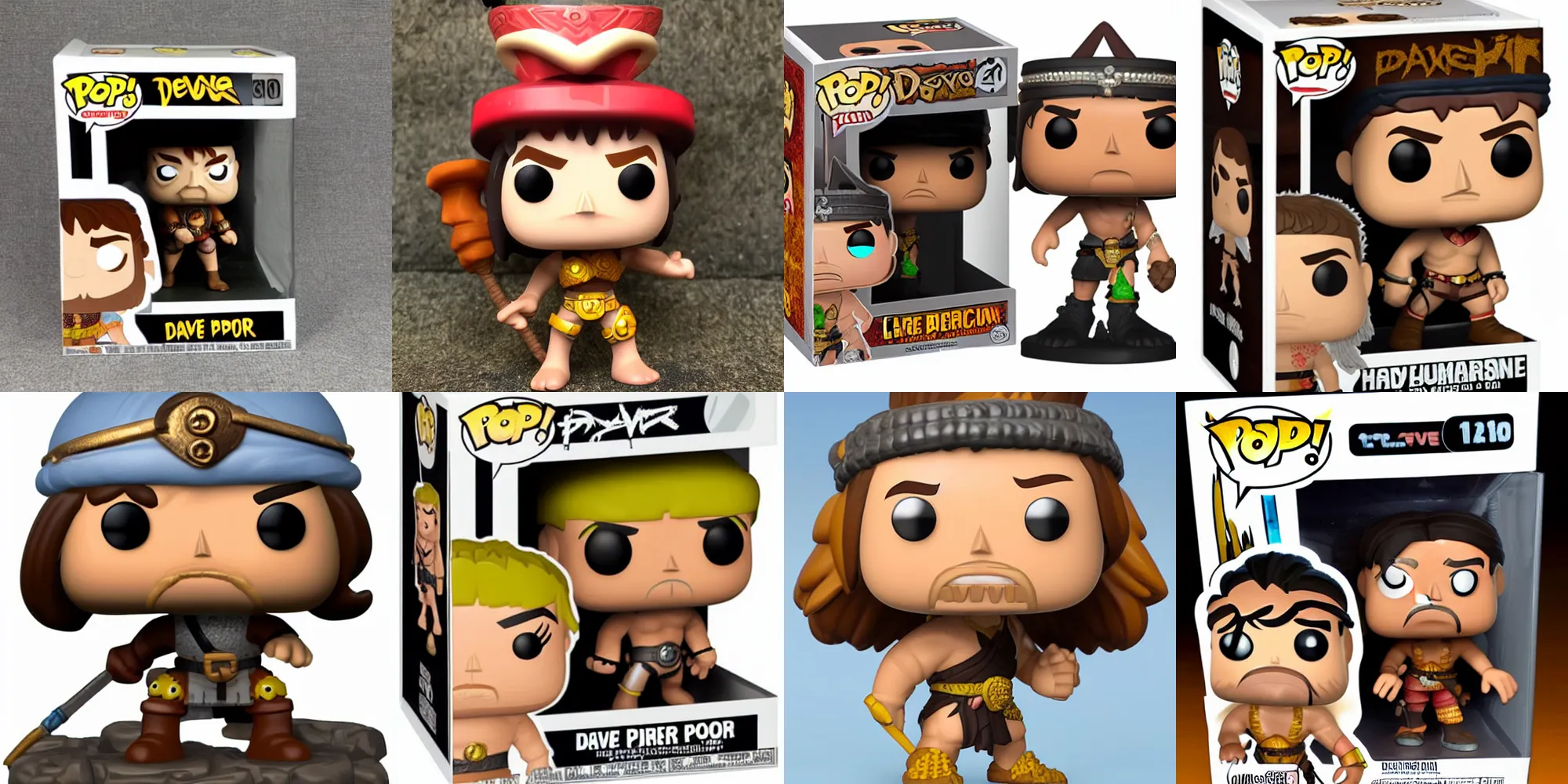 Prompt: Dave the Barbarian funko pop, figurine, hyper realistic